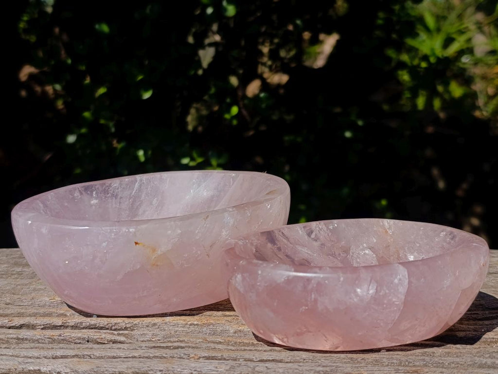 Polished Gemmy Rose Quartz Bowls x 2 From Madagascar