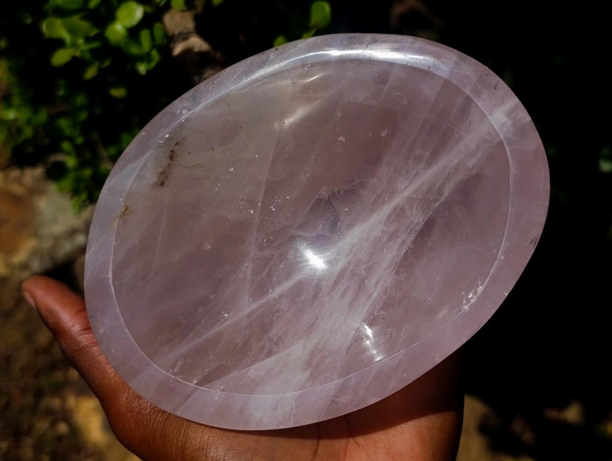 Polished Gemmy Rose Quartz Bowls x 2 From Madagascar
