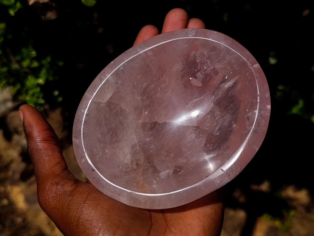 Polished Gemmy Rose Quartz Bowls x 2 From Madagascar