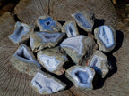 Polished One Side Blue Lace Agate Geodes x 12 From Nsanje, Malawi