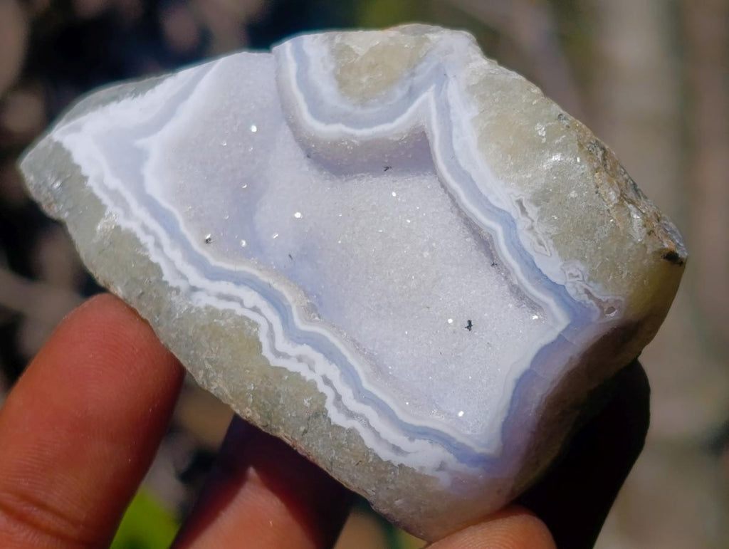 Polished One Side Blue Lace Agate Geodes x 12 From Nsanje, Malawi