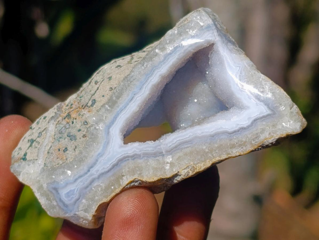 Polished One Side Blue Lace Agate Geodes x 12 From Nsanje, Malawi