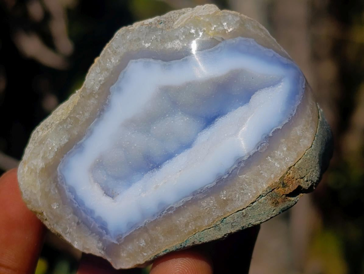 Polished One Side Blue Lace Agate Geodes x 12 From Nsanje, Malawi