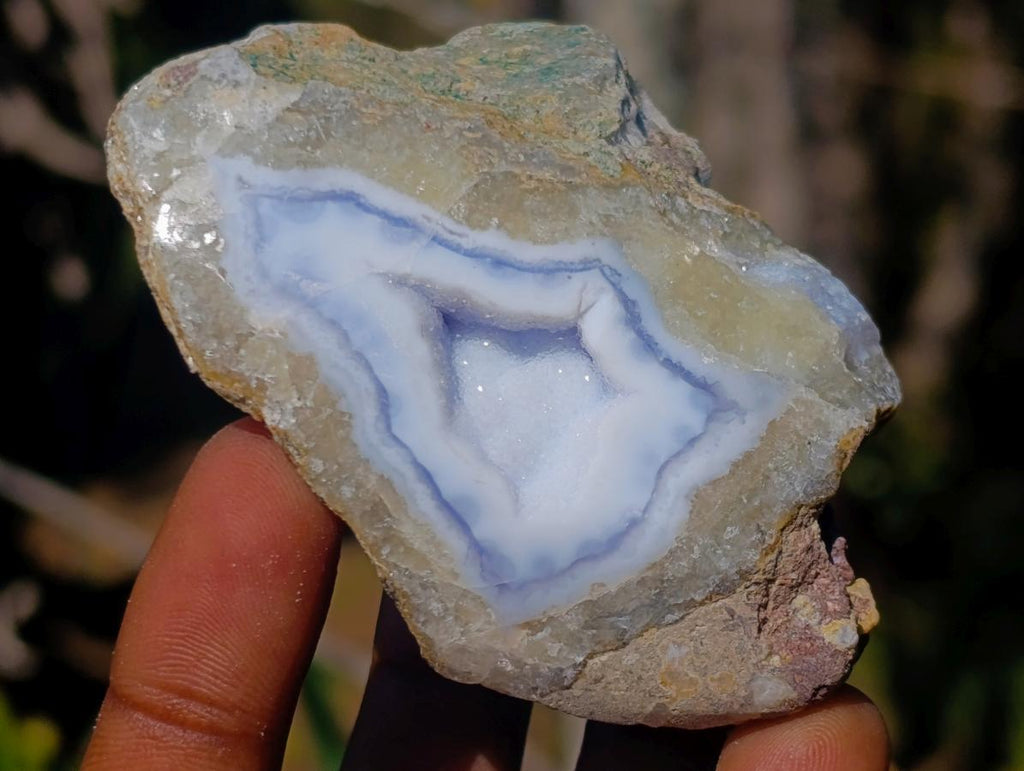 Polished One Side Blue Lace Agate Geodes x 12 From Nsanje, Malawi