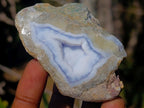 Polished One Side Blue Lace Agate Geodes x 12 From Nsanje, Malawi