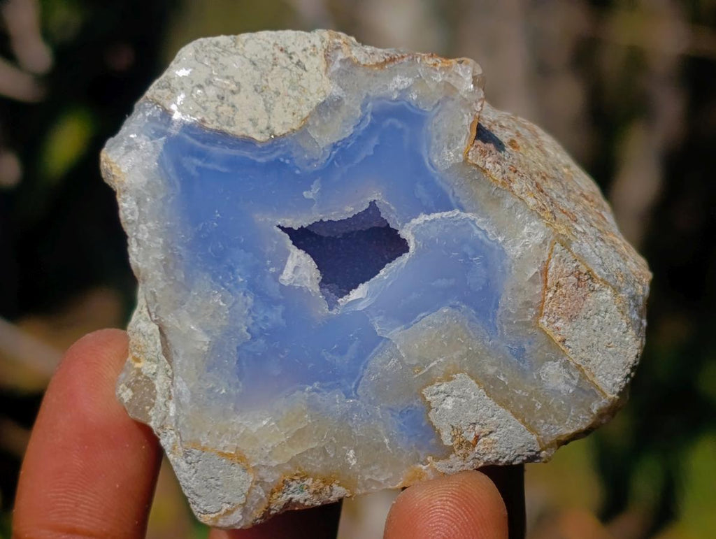 Polished One Side Blue Lace Agate Geodes x 12 From Nsanje, Malawi