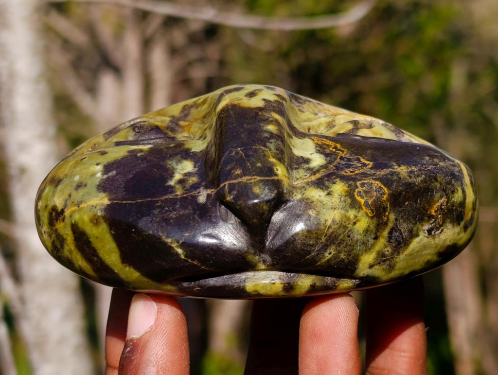 Hand Made Leopard Stone Cat Head Carvings x 3 From Zimbabwe