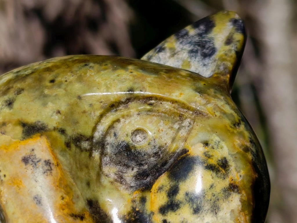 Hand Made Leopard Stone Cat Head Carvings x 3 From Zimbabwe