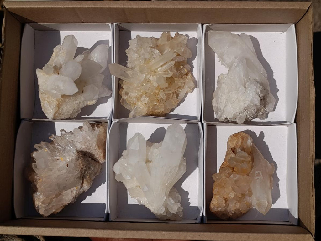 Natural Malagasy Quartz Clusters x 6 From Madagascar