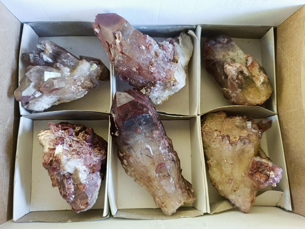 Natural Red Hematoid Quartz Crystals x 6 From Karoi, Zimbabwe