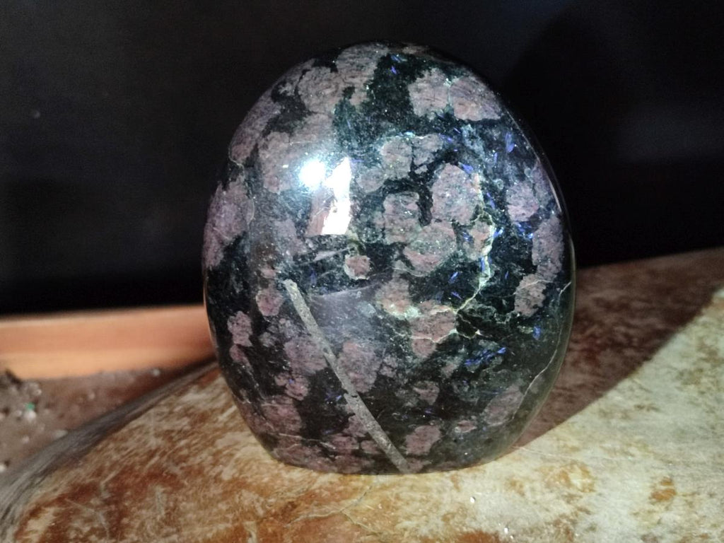 Polished "Water Sapphire" Standing Display Pieces with Sillimanite x 3 From Ambatofinandrahana, Madagascar
