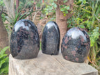 Polished "Water Sapphire" Standing Display Pieces with Sillimanite x 3 From Ambatofinandrahana, Madagascar