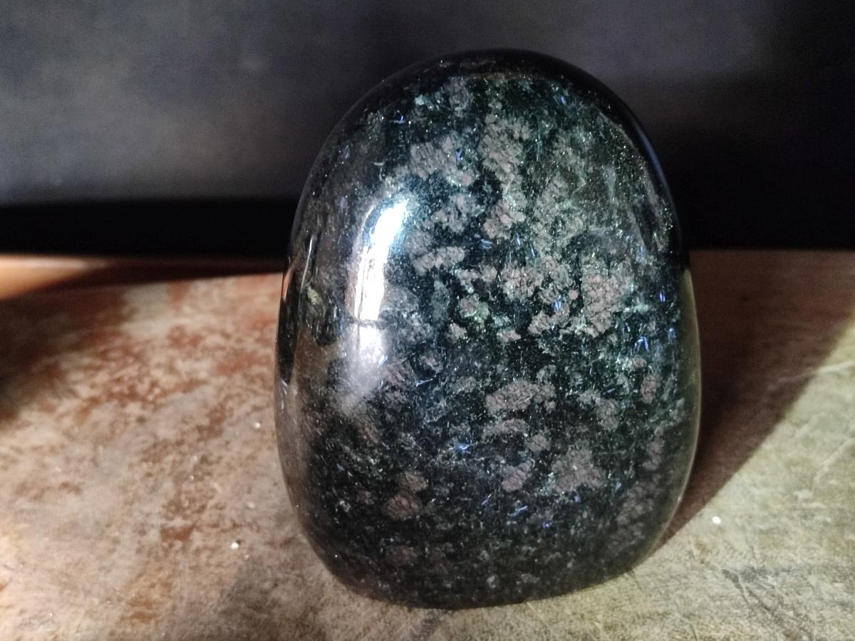 Polished "Water Sapphire" Standing Display Pieces with Sillimanite x 3 From Ambatofinandrahana, Madagascar