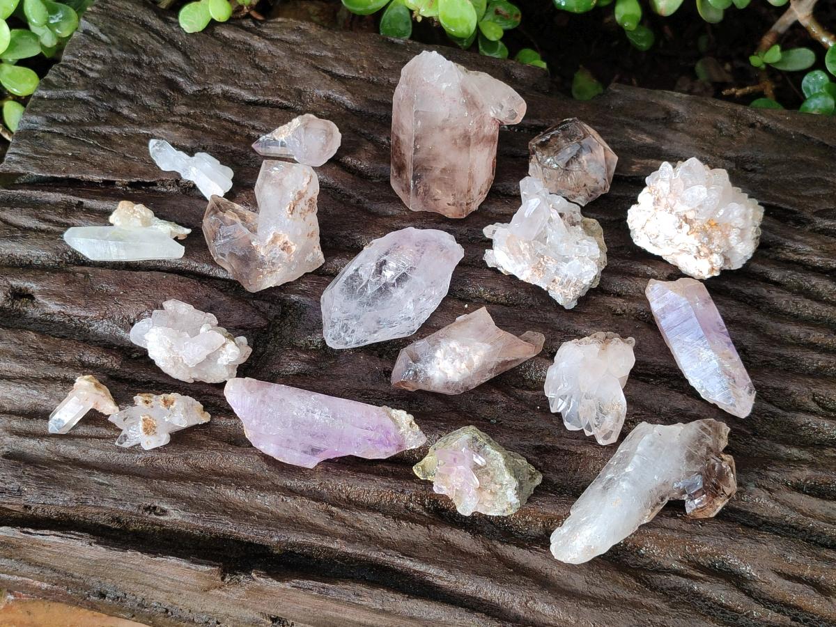 Natural Smokey and Amethyst Brandberg Quartz Crystals and Clusters x 20 From Brandberg, Namibia