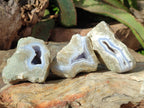 Polished One Side Blue Lace Agate Geodes x 12 From Nsanje, Malawi