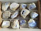 Polished One Side Blue Lace Agate Geodes x 12 From Nsanje, Malawi