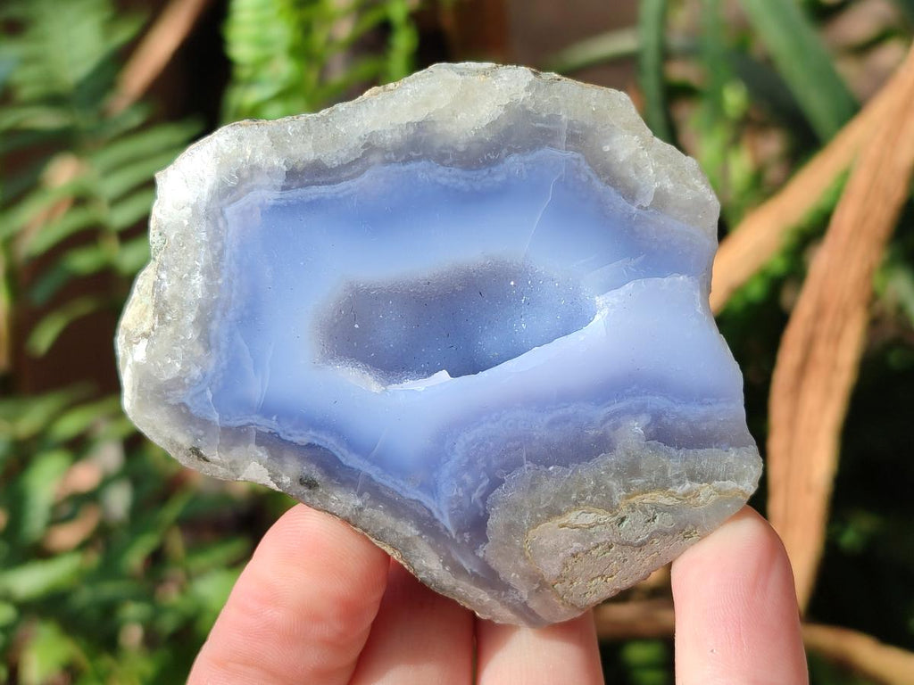 Polished One Side Blue Lace Agate Geodes x 12 From Nsanje, Malawi
