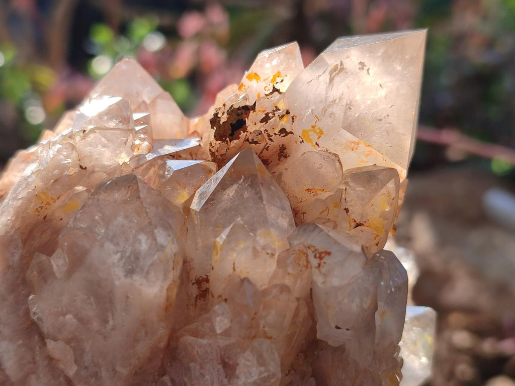 Natural Cascading White Phantom Smokey Luena Quartz Clusters x 2 From Luena, Congo
