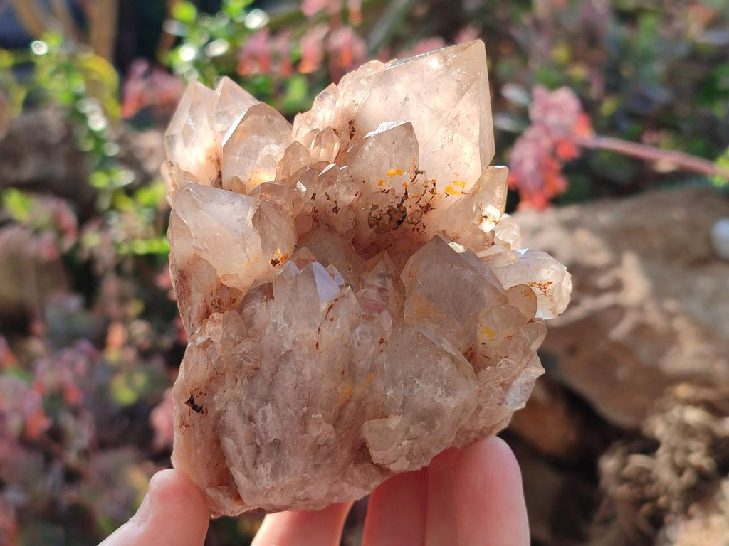 Natural Cascading White Phantom Smokey Luena Quartz Clusters x 2 From Luena, Congo