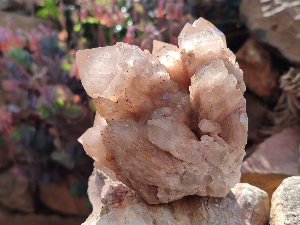 Natural Cascading White Phantom Smokey Luena Quartz Clusters x 2 From Luena, Congo
