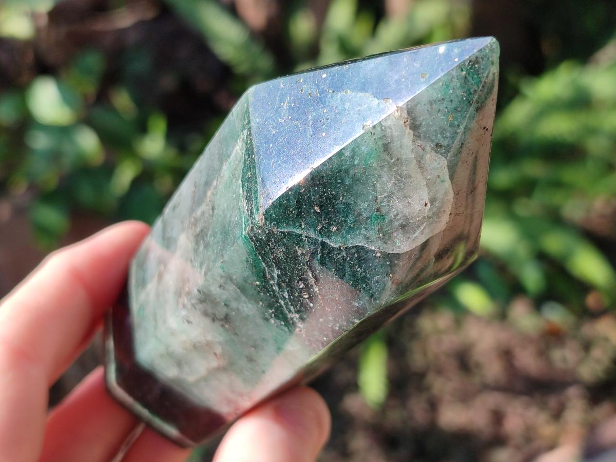 Polished Fuchsite Quartz with Pyrite Display Crystals x 3 From Andakatany, Madagascar