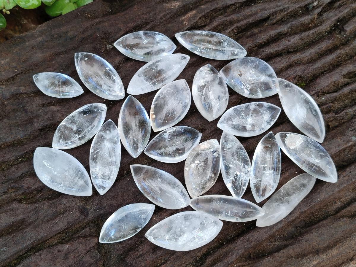 Polished Rock Crystal Quartz "Angel Tears" Free Forms x 35 From Madagascar