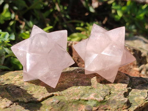 Hand Made Gemmy Rose Quartz Merkabahs x 5 From Madagascar