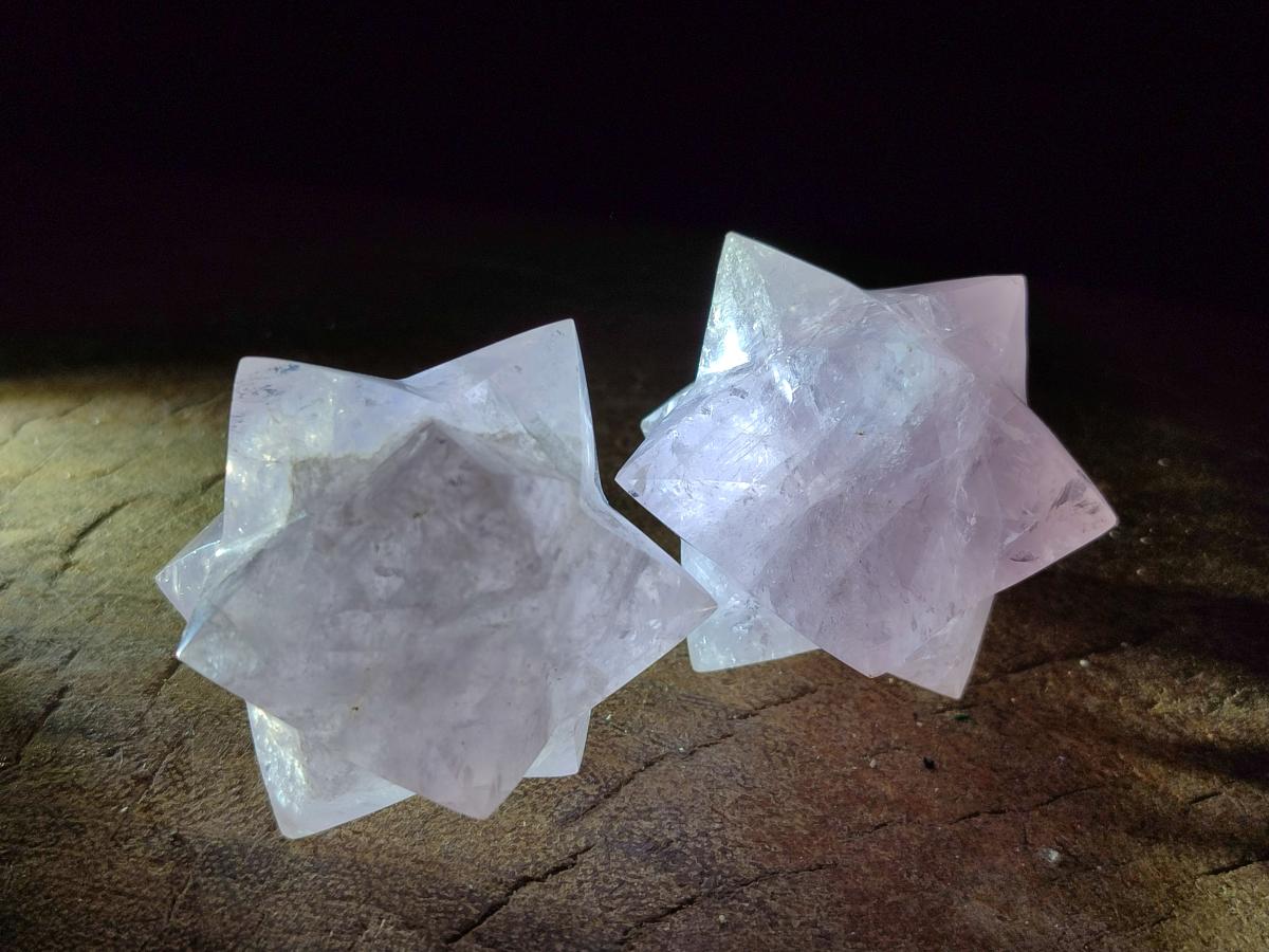 Hand Made Gemmy Rose Quartz Merkabahs x 5 From Madagascar