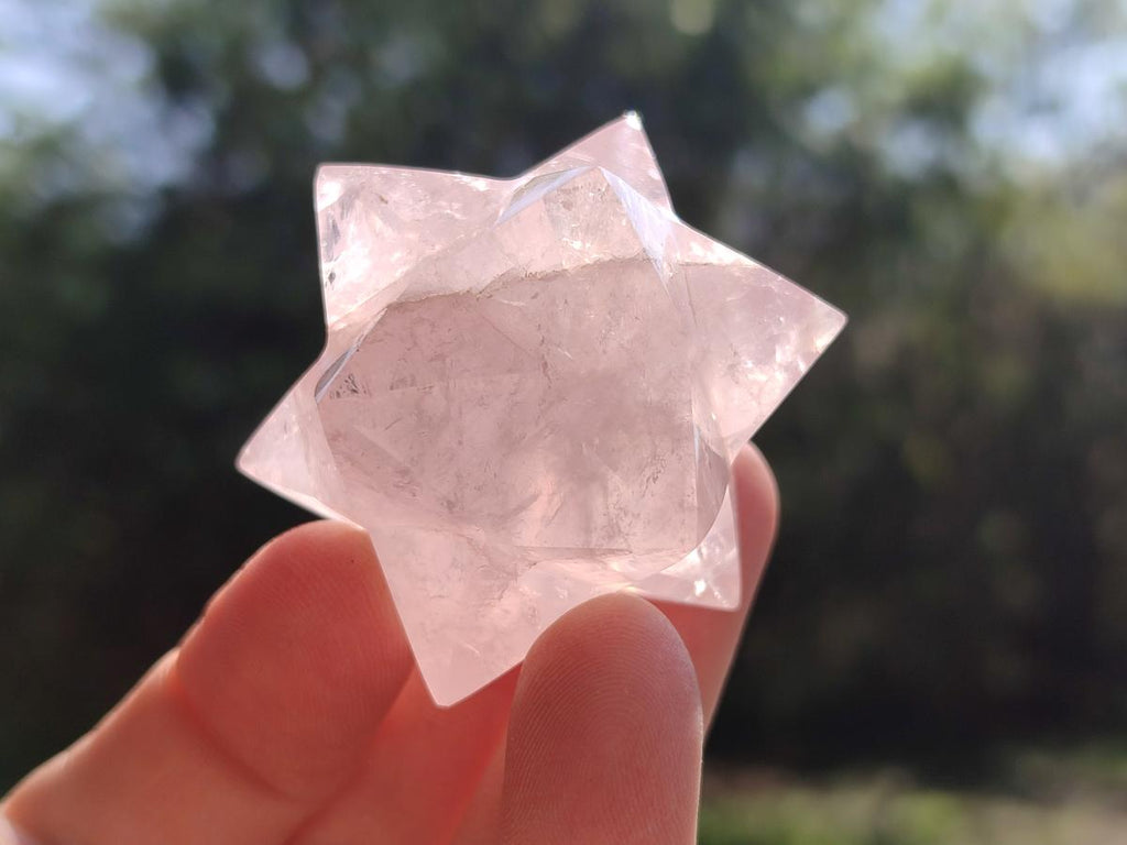 Hand Made Gemmy Rose Quartz Merkabahs x 5 From Madagascar
