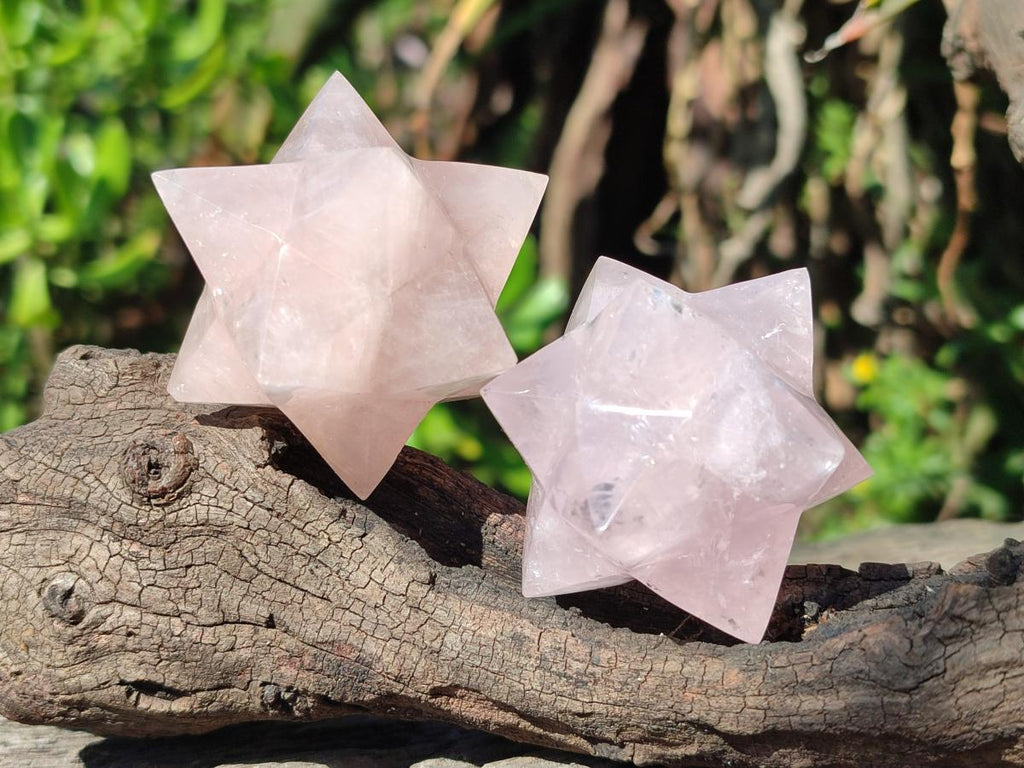 Hand Made Gemmy Rose Quartz Merkabahs x 5 From Madagascar