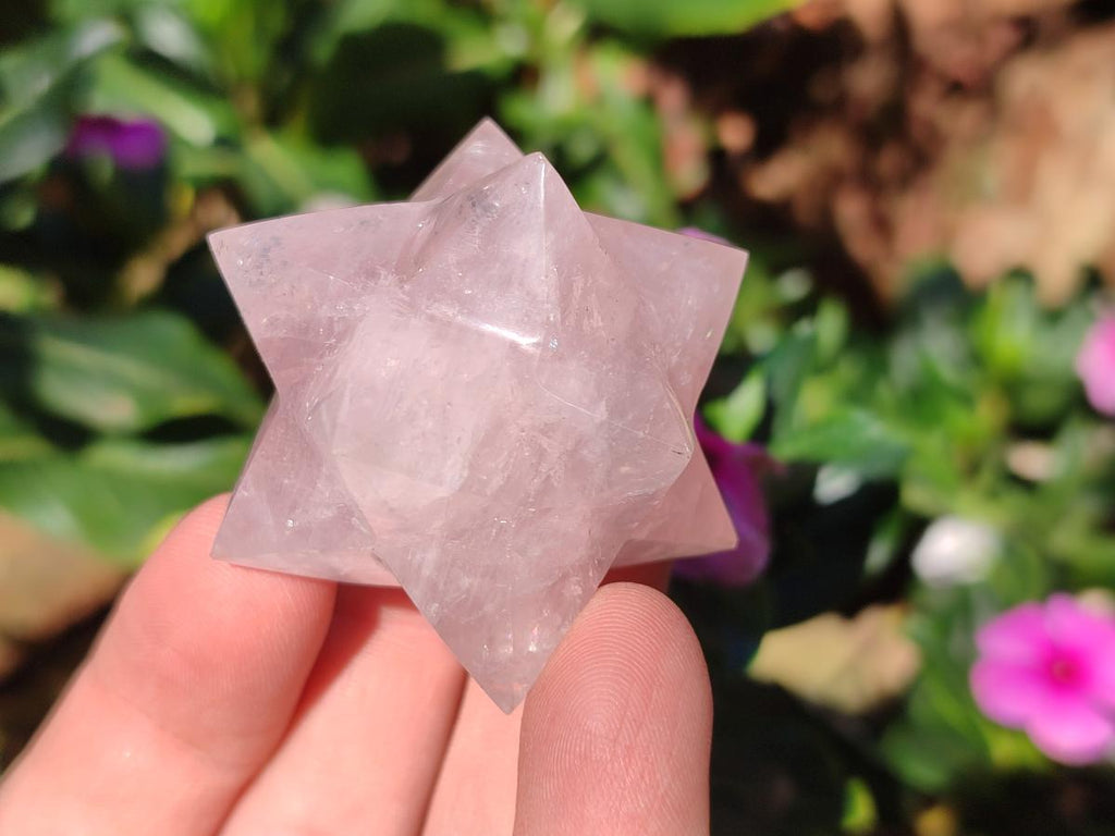 Hand Made Gemmy Rose Quartz Merkabahs x 5 From Madagascar