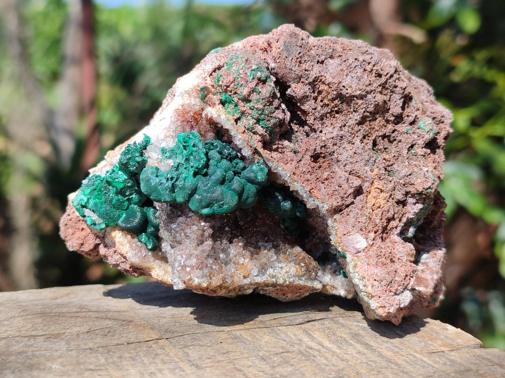 Natural Ball Malachite Specimens Coated with Drusy Quartz on Dolomite x 3 From Mindingi Mine, Kambove, Congo