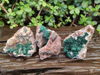 Natural Ball Malachite Specimens Coated with Drusy Quartz on Dolomite x 3 From Mindingi Mine, Kambove, Congo