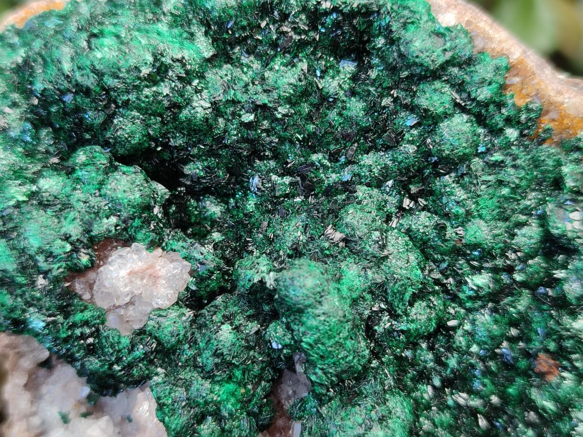 Natural Ball Malachite Specimens Coated with Drusy Quartz on Dolomite x 3 From Mindingi Mine, Kambove, Congo