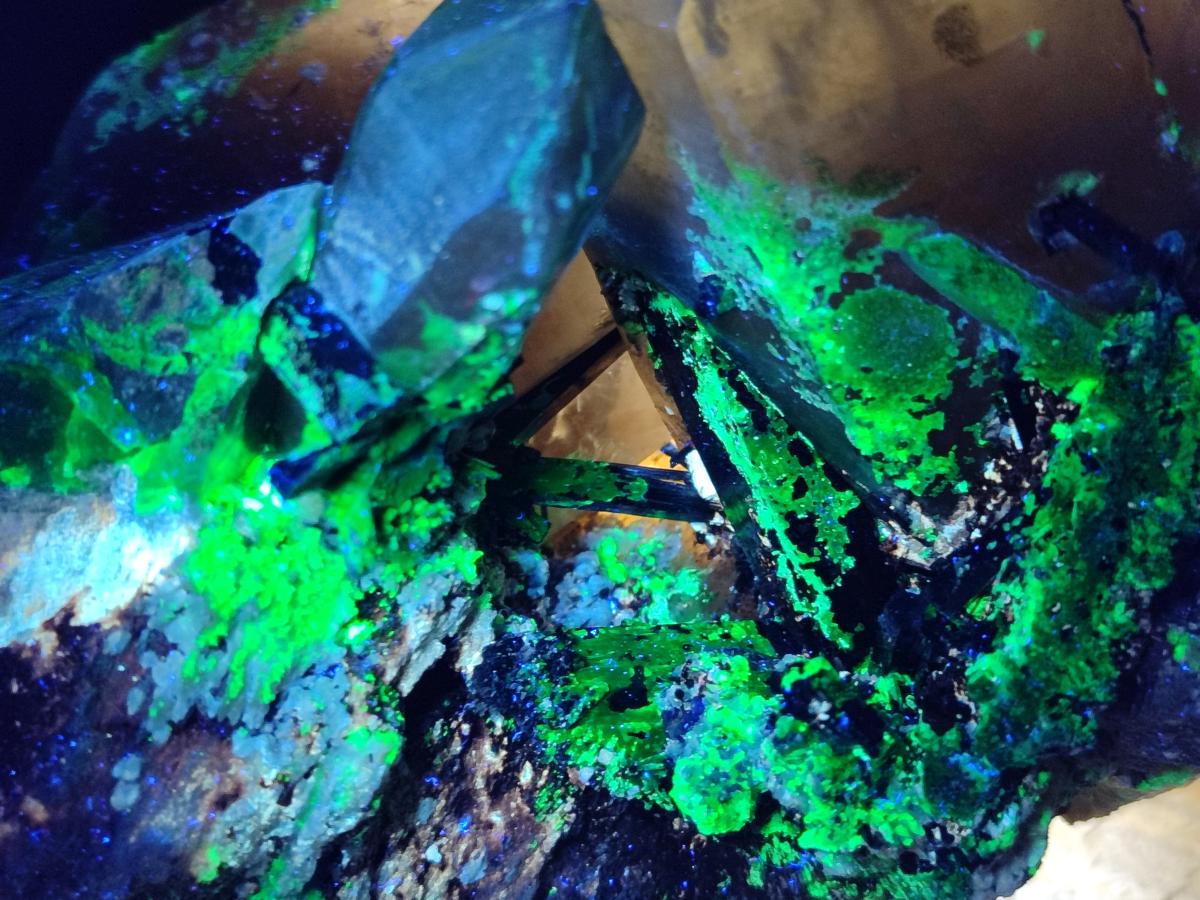 Natural Large Smokey Quartz Cluster with Black Tourmaline and Hyalite Opal x 1 From Erongo, Namibia