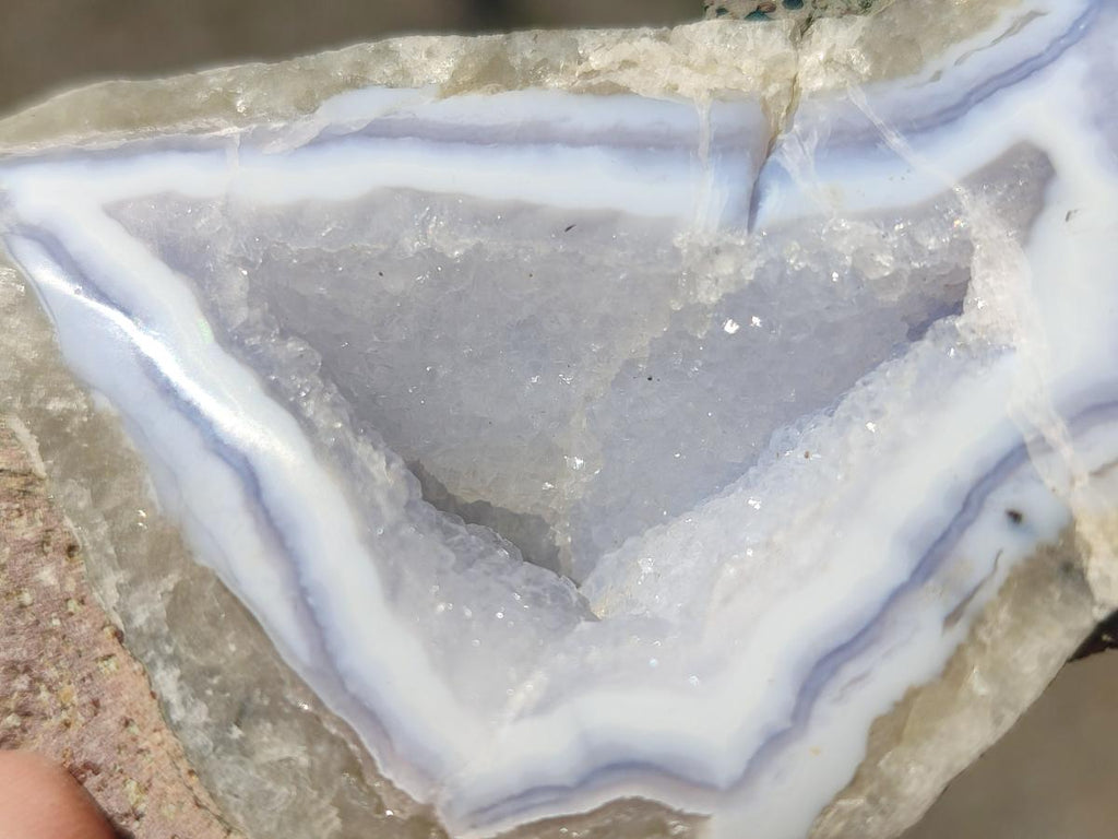 Polished One Side Blue Lace Agate Geodes x 12 From Nsanje, Malawi