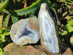 Polished One Side Blue Lace Agate Geodes x 12 From Nsanje, Malawi