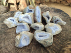 Polished One Side Blue Lace Agate Geodes x 12 From Nsanje, Malawi