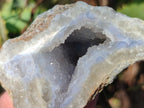 Polished One Side Blue Lace Agate Geodes x 12 From Nsanje, Malawi