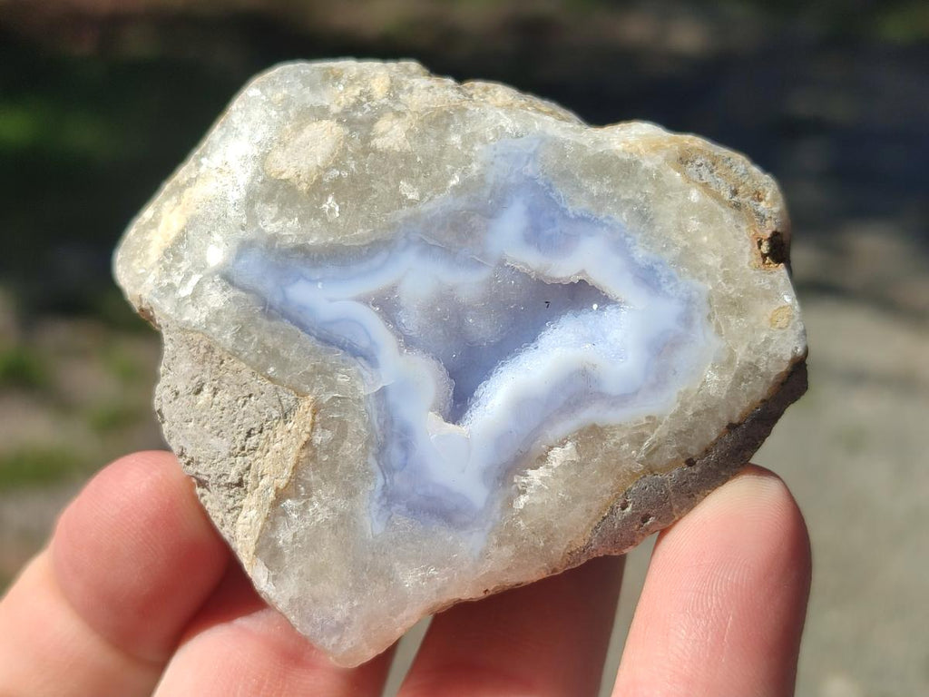 Polished One Side Blue Lace Agate Geodes x 12 From Nsanje, Malawi