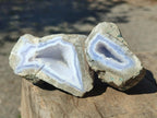 Polished One Side Blue Lace Agate Geodes x 12 From Nsanje, Malawi