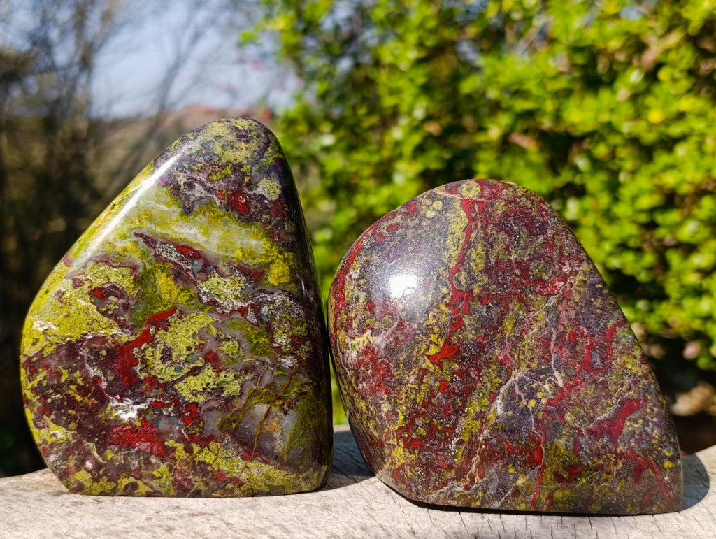Polished Bastite Dragonsblood Stone Standing Display Pieces x 2 From Tshipise, South Africa