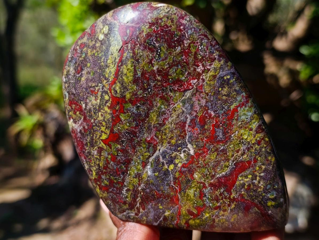 Polished Bastite Dragonsblood Stone Standing Display Pieces x 2 From Tshipise, South Africa