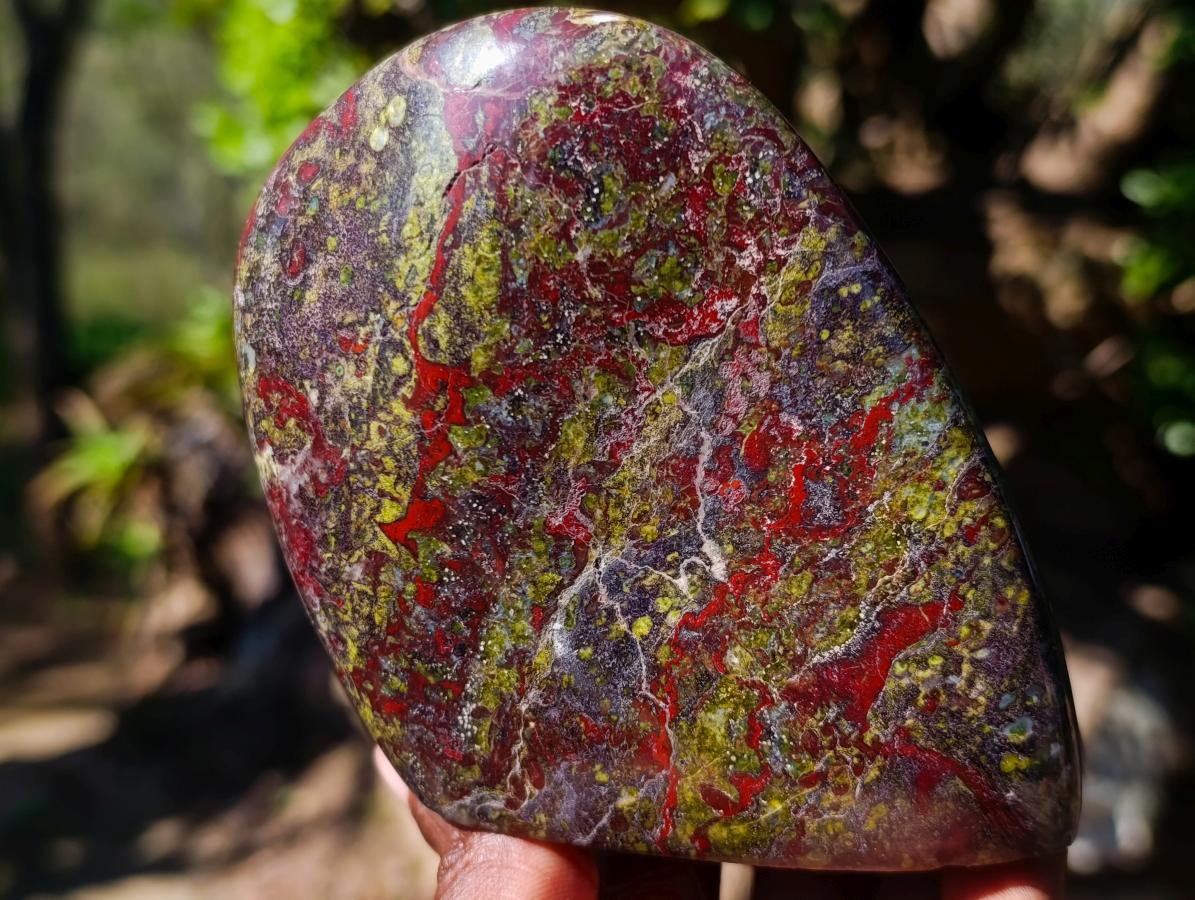Polished Bastite Dragonsblood Stone Standing Display Pieces x 2 From Tshipise, South Africa