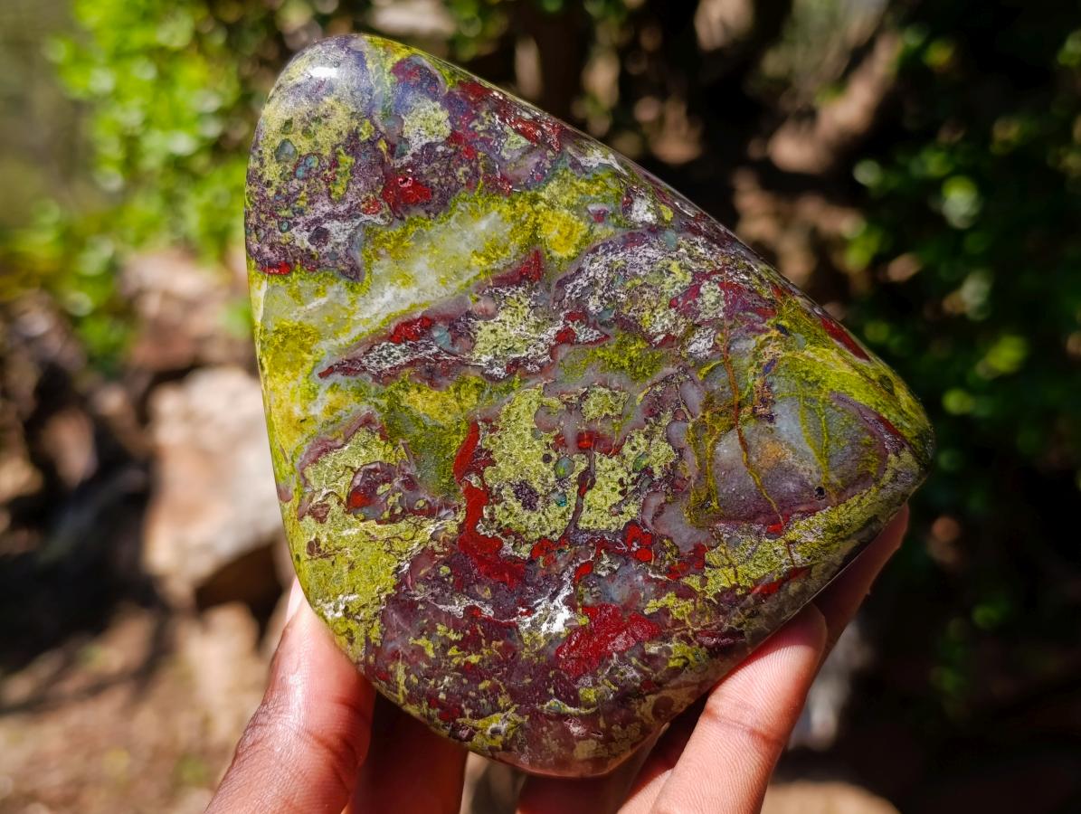 Polished Bastite Dragonsblood Stone Standing Display Pieces x 2 From Tshipise, South Africa