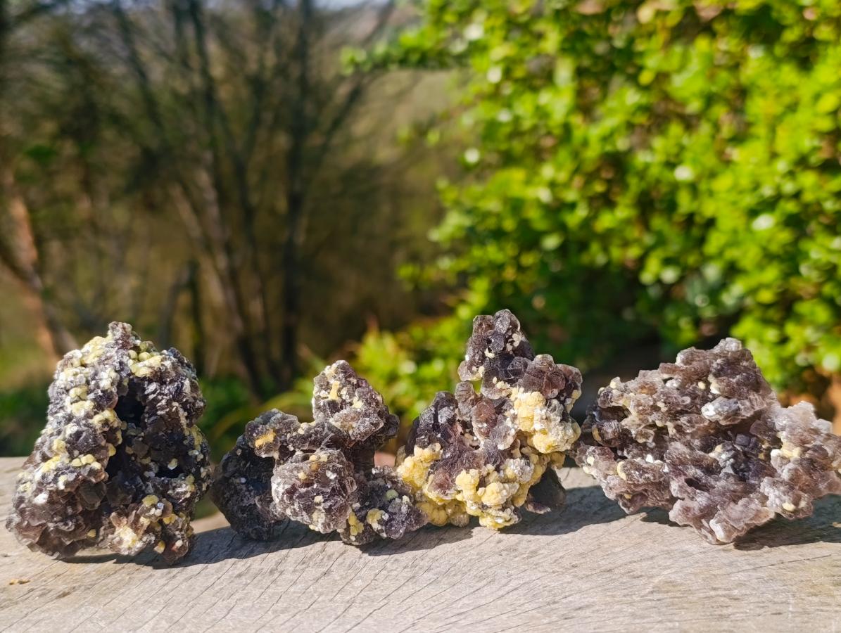 Natural Smokey Fluorite Specimens with Yellow Muscovite Mica x 12 From Erongo, Namibia