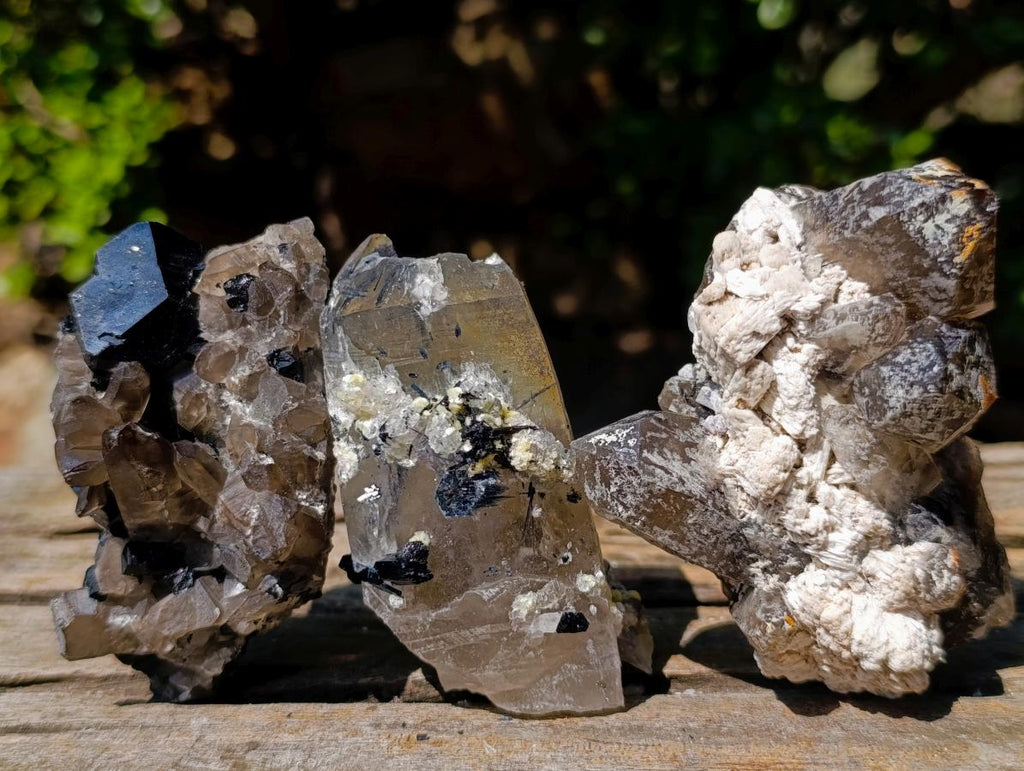 Natural Smokey Quartz Clusters with Associated Minerals x 26 From Erongo, Namibia