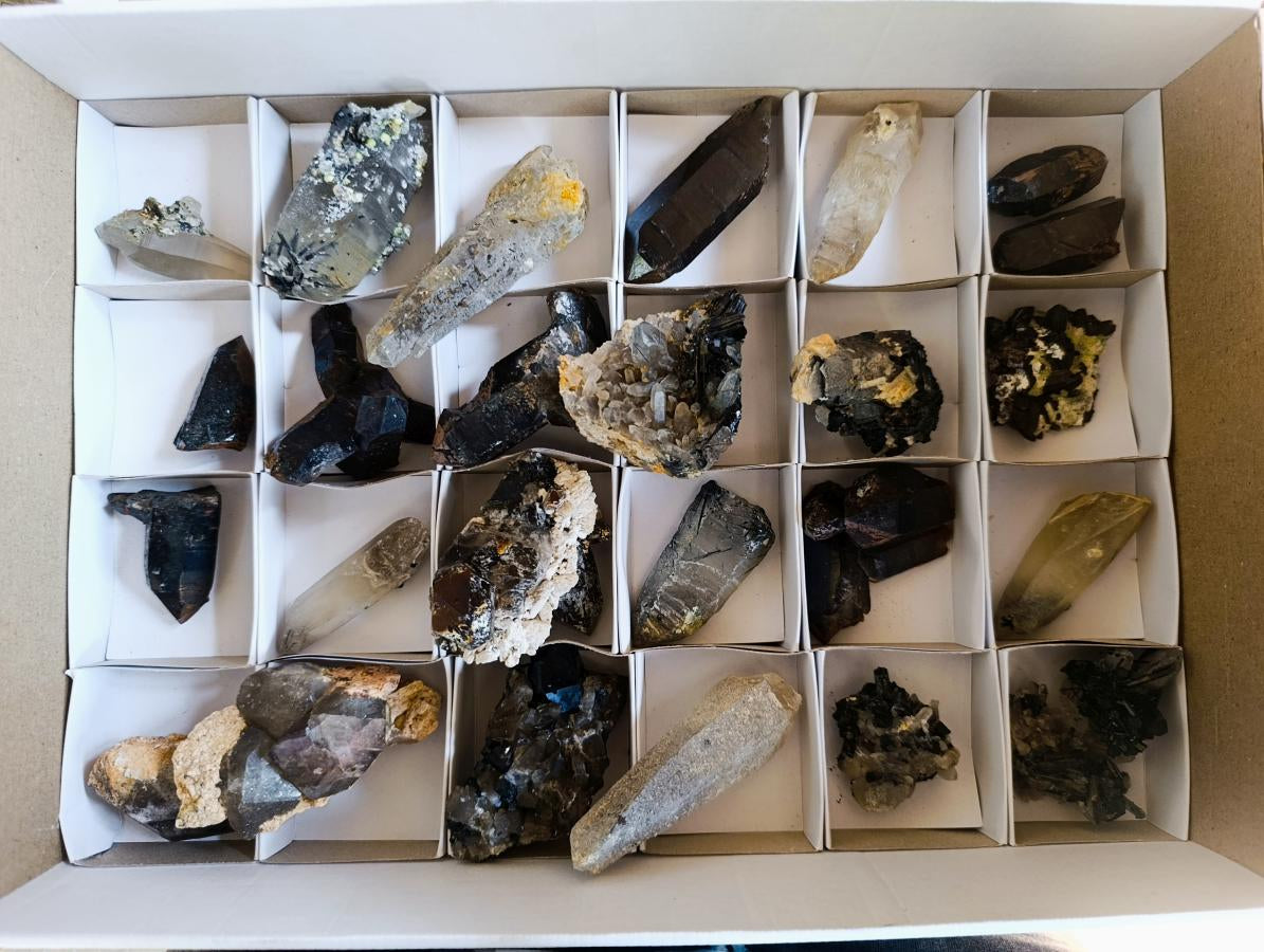 Natural Smokey Quartz Clusters with Associated Minerals x 26 From Erongo, Namibia