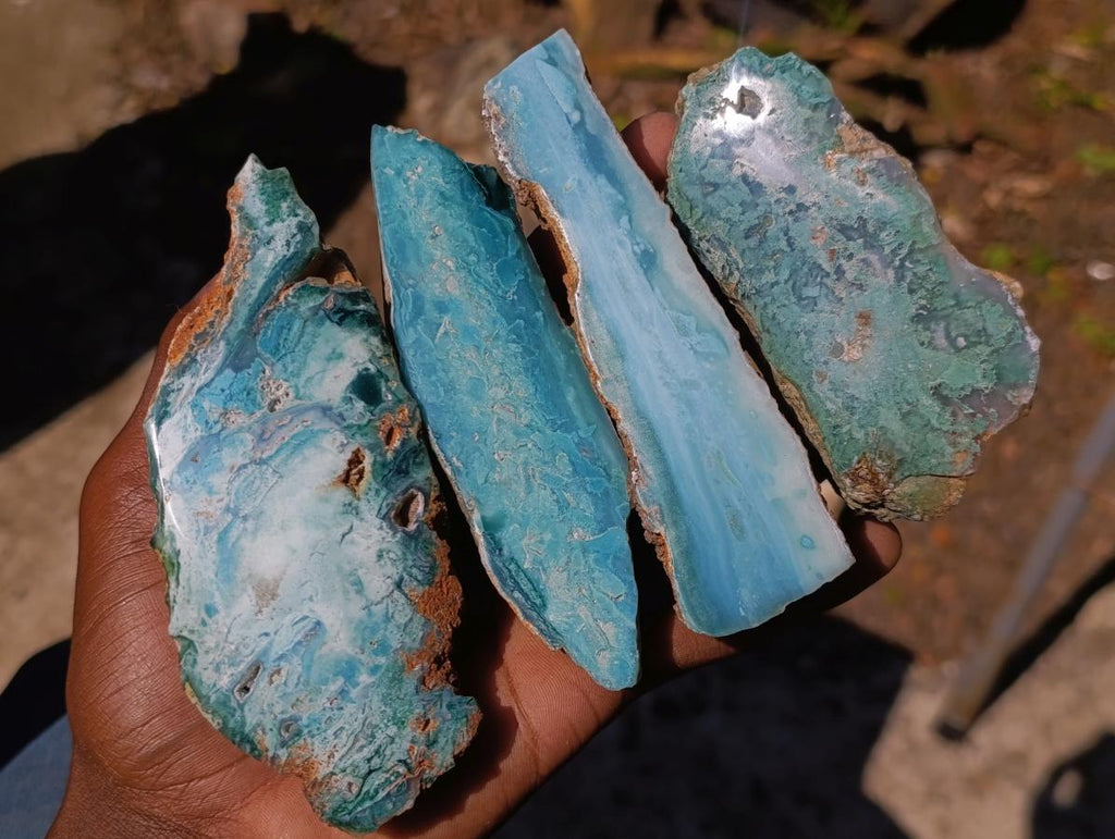 Polished One Side Great Dyke Mtorolite Chrysoprase Slices x 12 From Great Dyke Mountain Range, Zimbabwe