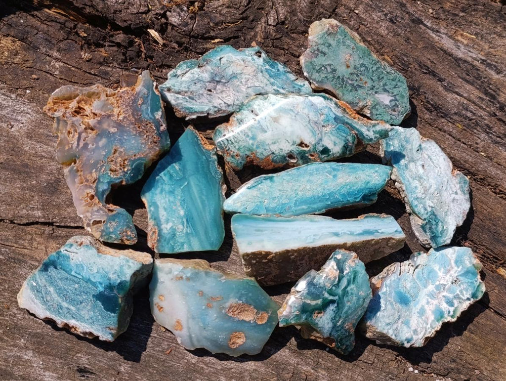 Polished One Side Great Dyke Mtorolite Chrysoprase Slices x 12 From Great Dyke Mountain Range, Zimbabwe